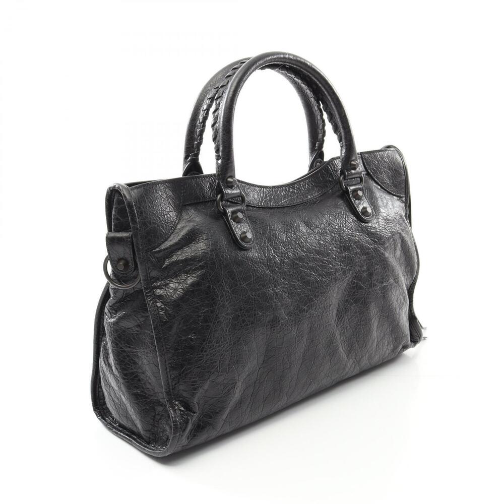 Balenciaga leather City beige Le textured handbag lambskin Black